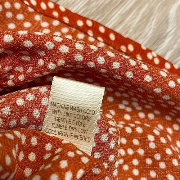 Liberty Love Burnt Orange Polka Dot Ruffled Off The Shoulder Midi knee Dress 2XL - Picture 3 of 9